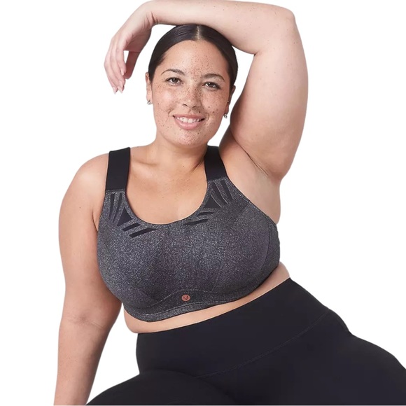 New LIVI ACTIVE High Impact Max Support Underwire Sports Bra Gray Black 46DD 46E - Picture 1 of 11
